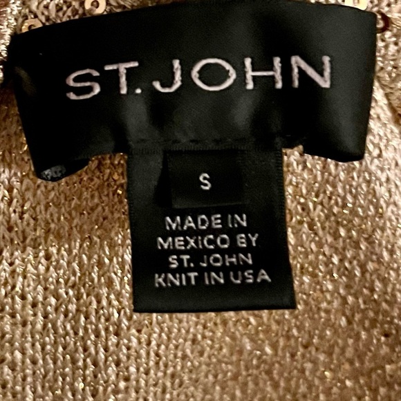 St John Gold Textured Blazer Size Small Modest Church Glam Gift Old Money Preppy - Picture 11 of 16